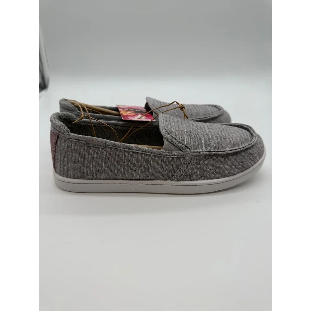 Roxy Minnow Grey Glitter Slip On Sneakers Womens 4 Grey Gris New